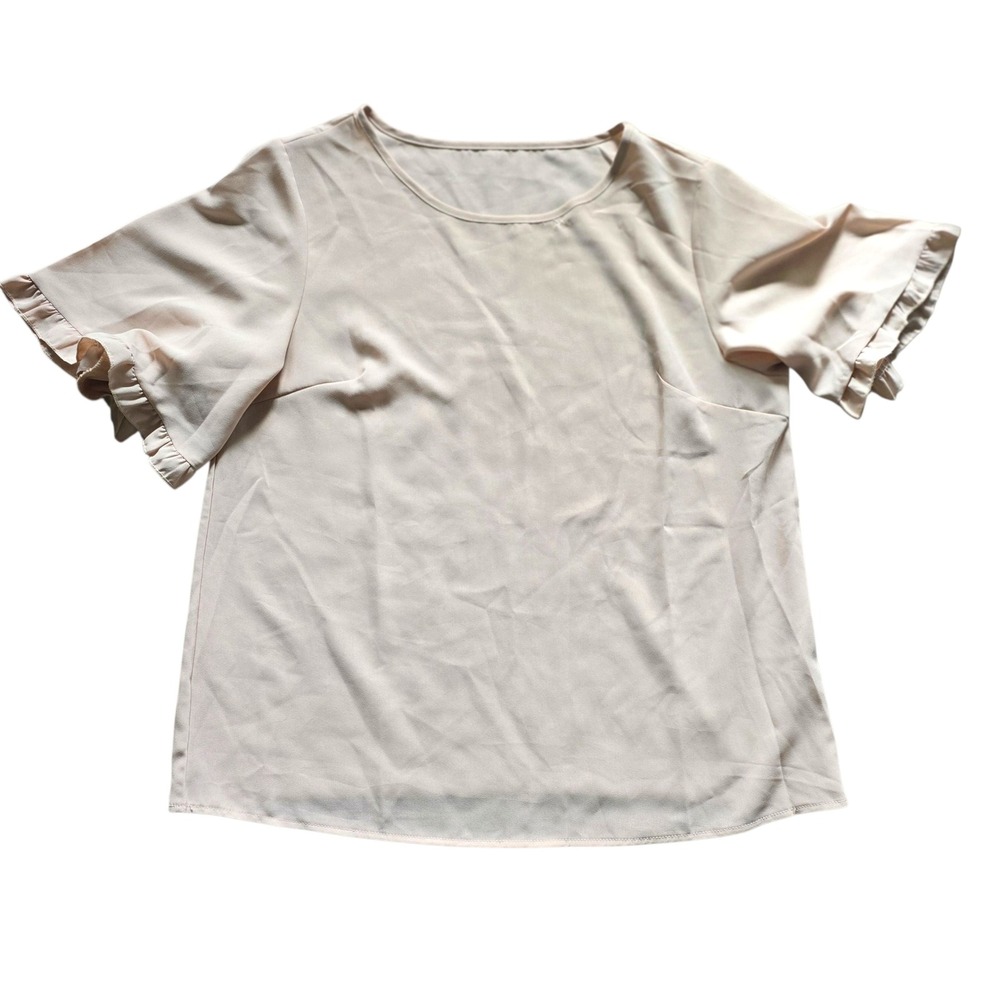 Ruffle Sleeve Top Elegant Blouse Short Sleeve‎ Lightweight Shirt Sz XL